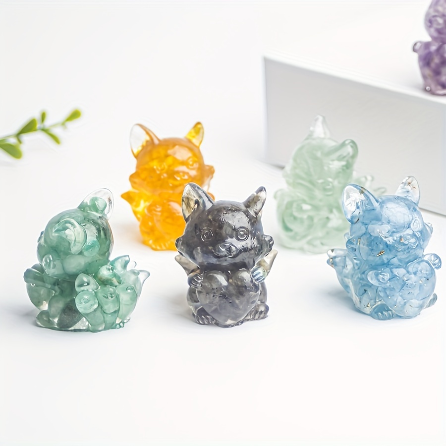 Crystal Resin Fox Decoration Home Decor Interior Accessories